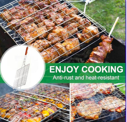 Durable Stainless Steel Folding BBQ Grill Basket