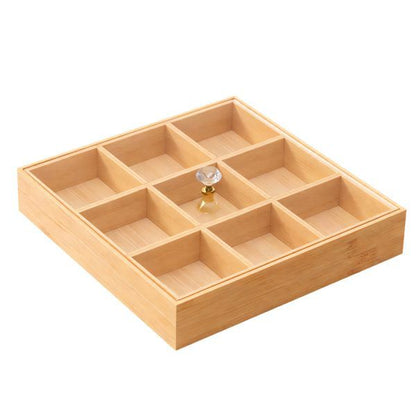 Bamboo Serving Tray with Protective Lid – 9 Compartment