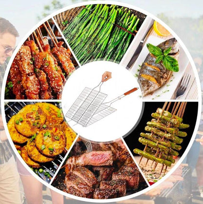 Durable Stainless Steel Folding BBQ Grill Basket