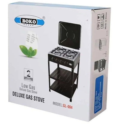 Premium Gas Stove with Lid and Storage Shelves
