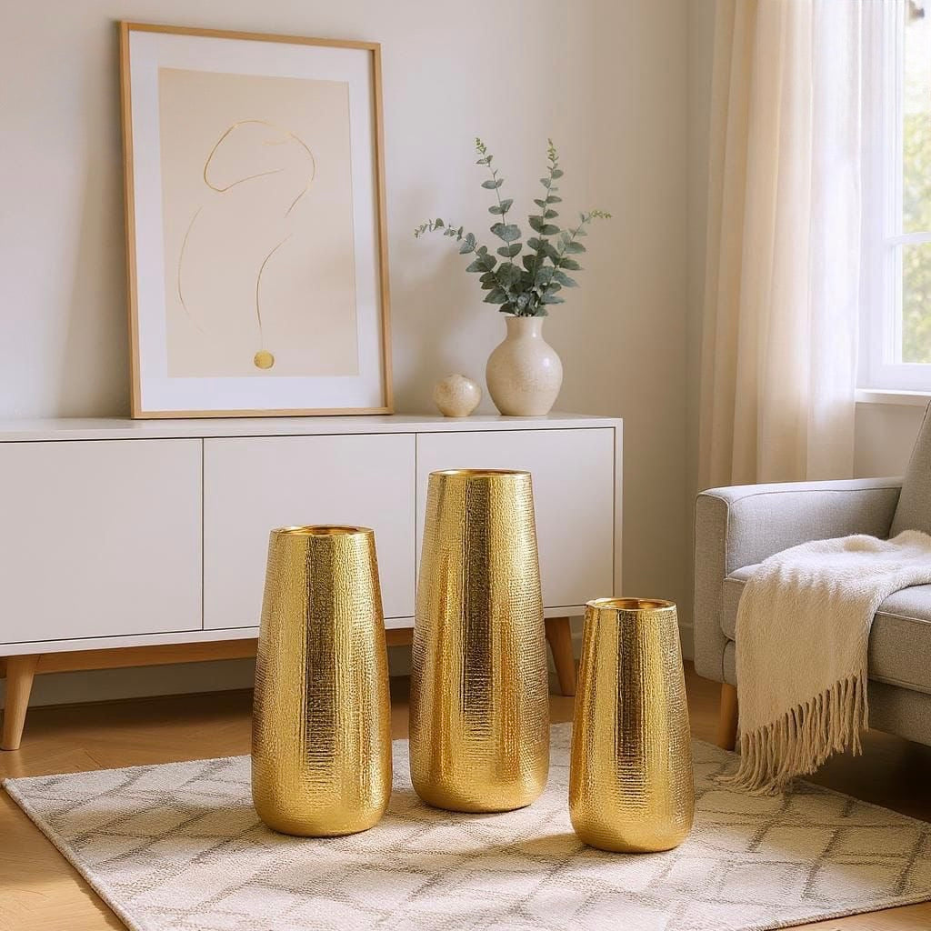Luxurious Gold Ceramic Vase Collection
