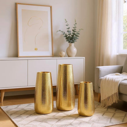 Luxurious Gold Ceramic Vase Collection