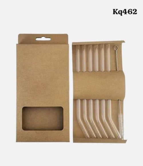 Reusable Glass Straw Set with Cleaning Brush