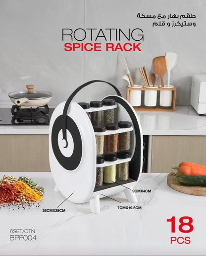 18-Piece Ceramic Spice Jar Set with Holder, Labels & Marker