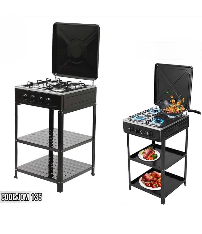 Premium Gas Stove with Lid and Storage Shelves