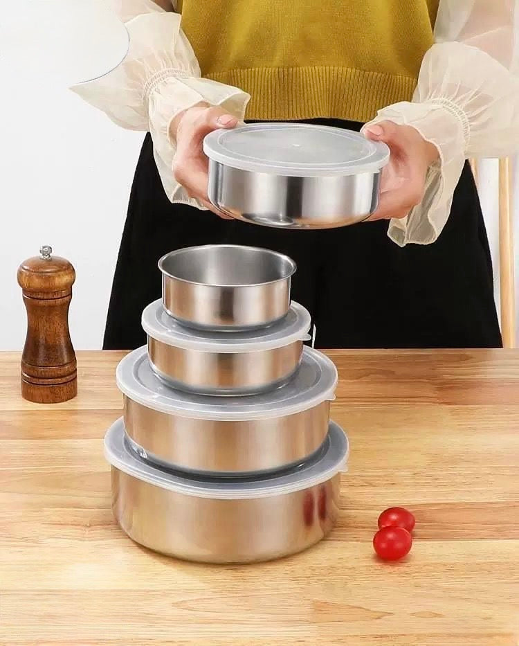 Premium Heavy-Duty Stainless Steel Tupperware Set – 5 Pieces