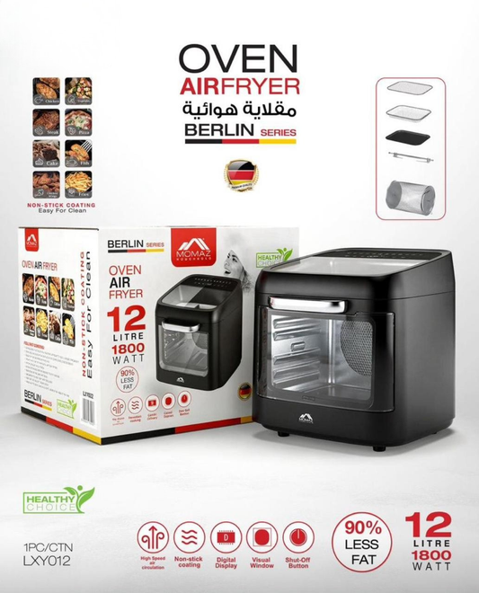 MOMAZ Berlin Series Air Fryer Oven – 12L 1800W with Viewing Window