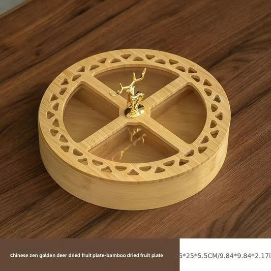 Round Wooden Serving Tray with Wooden Lid