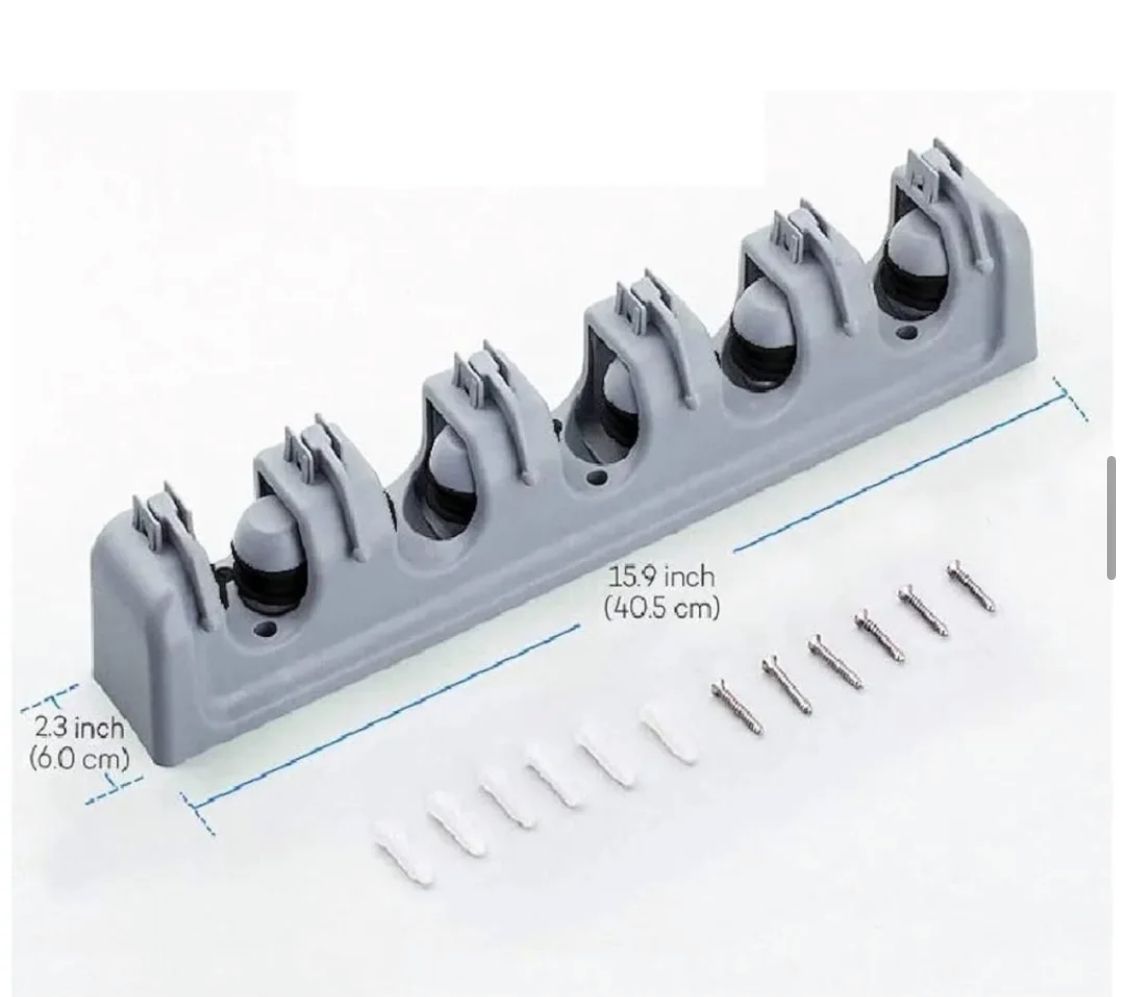 Wall-Mounted Broom & Mop Organizer Rack with 4 Slots