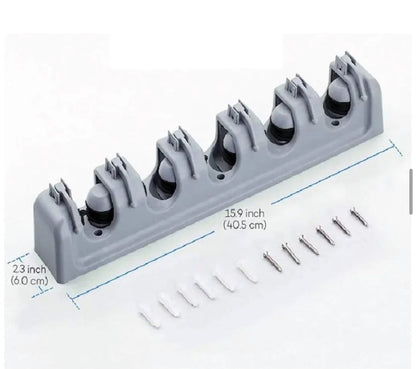 Wall-Mounted Broom & Mop Organizer Rack with 4 Slots